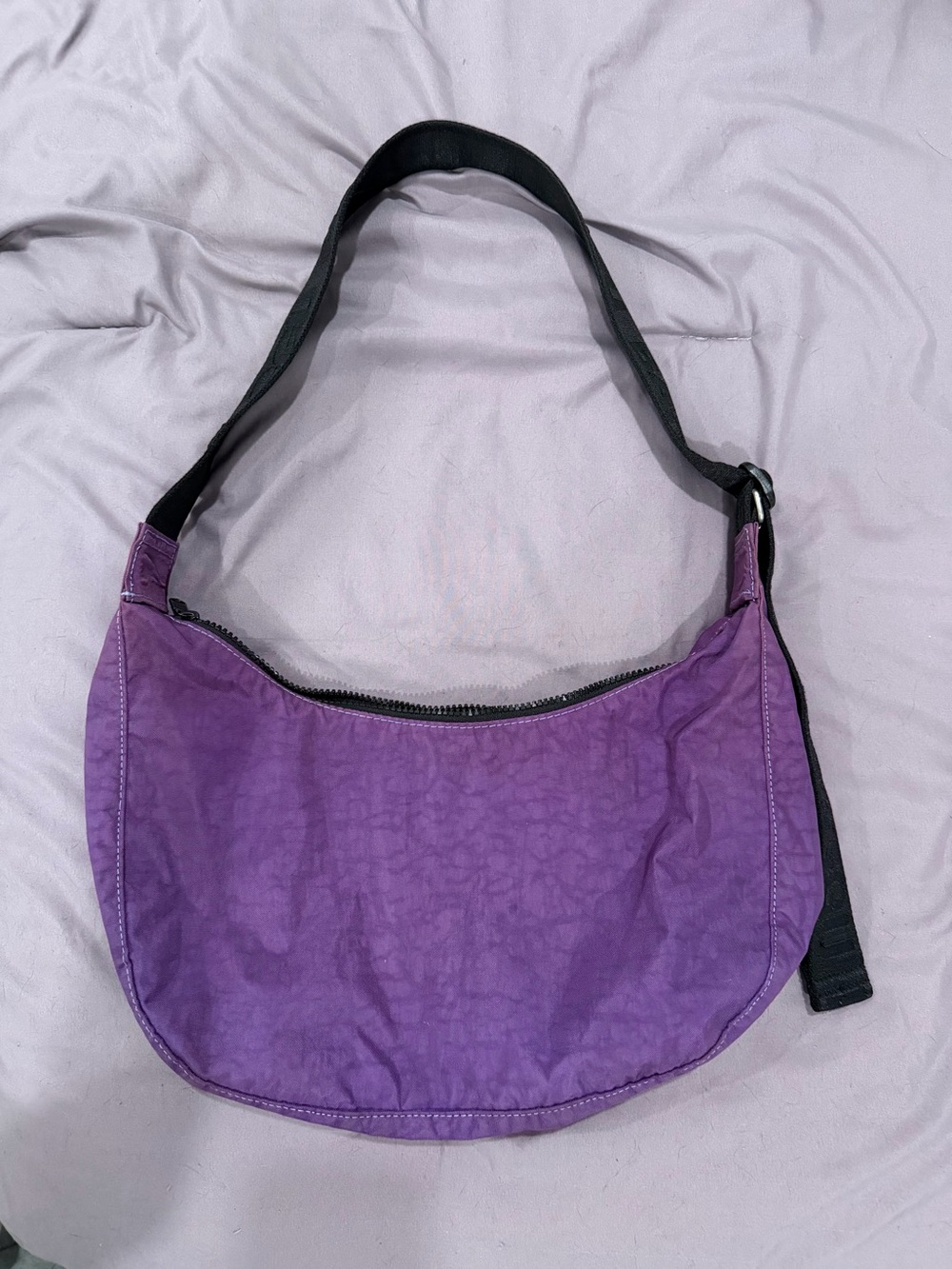 BAGGU Nylon Medium Crescent Bag in Purple/Plum (Dyed)